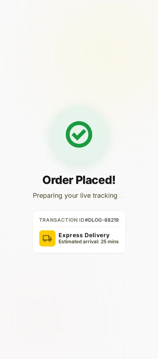 D. Delivery order confirmation screen preparing live tracking