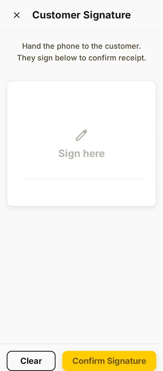 D. Delivery recipient e-signature pad for confirming receipt
