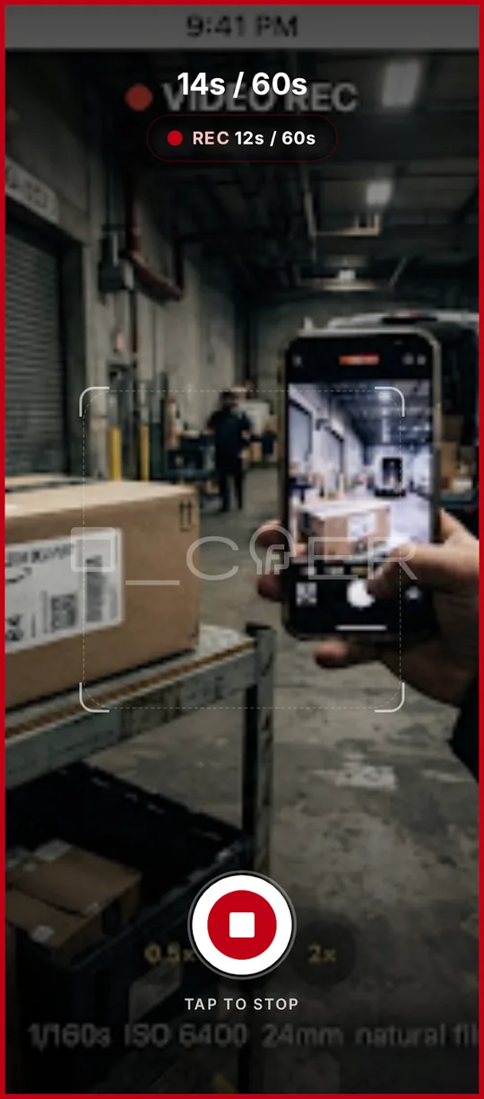 D. Delivery rider app recording the mandatory pickup proof video of a parcel