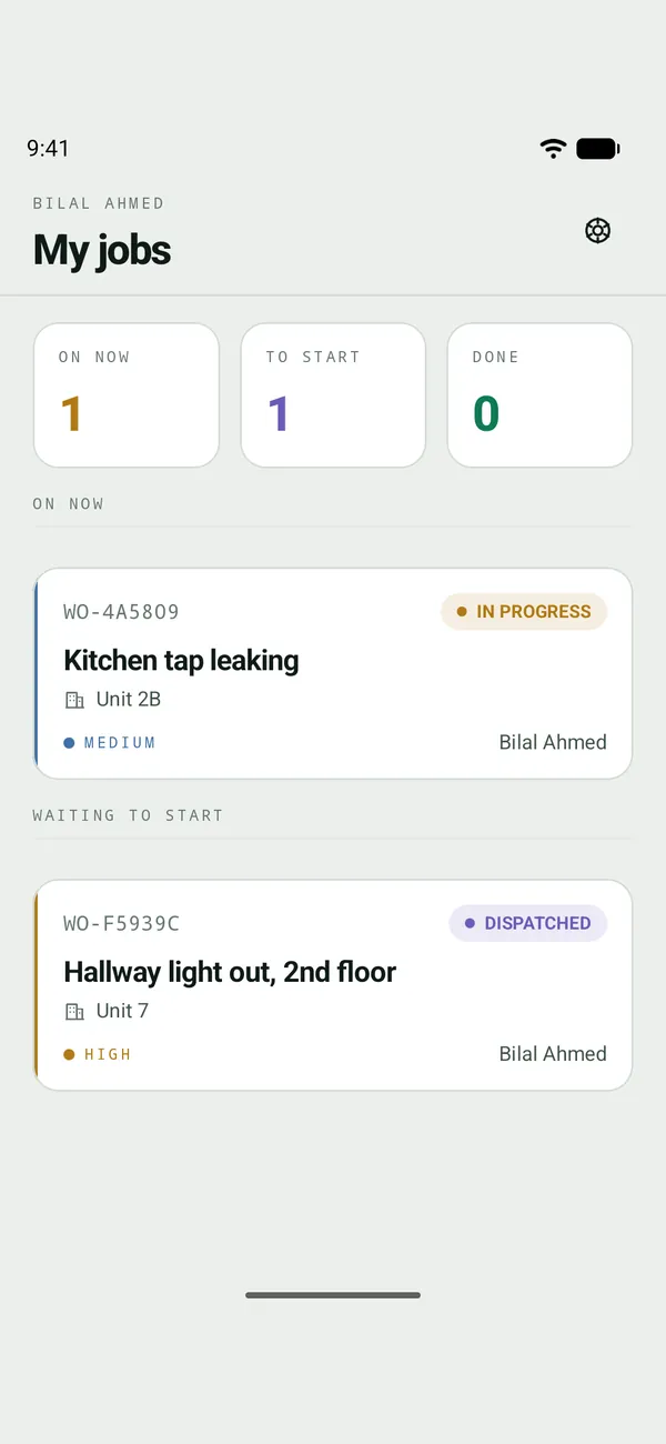 PropFix contractor list of jobs on now and waiting to start