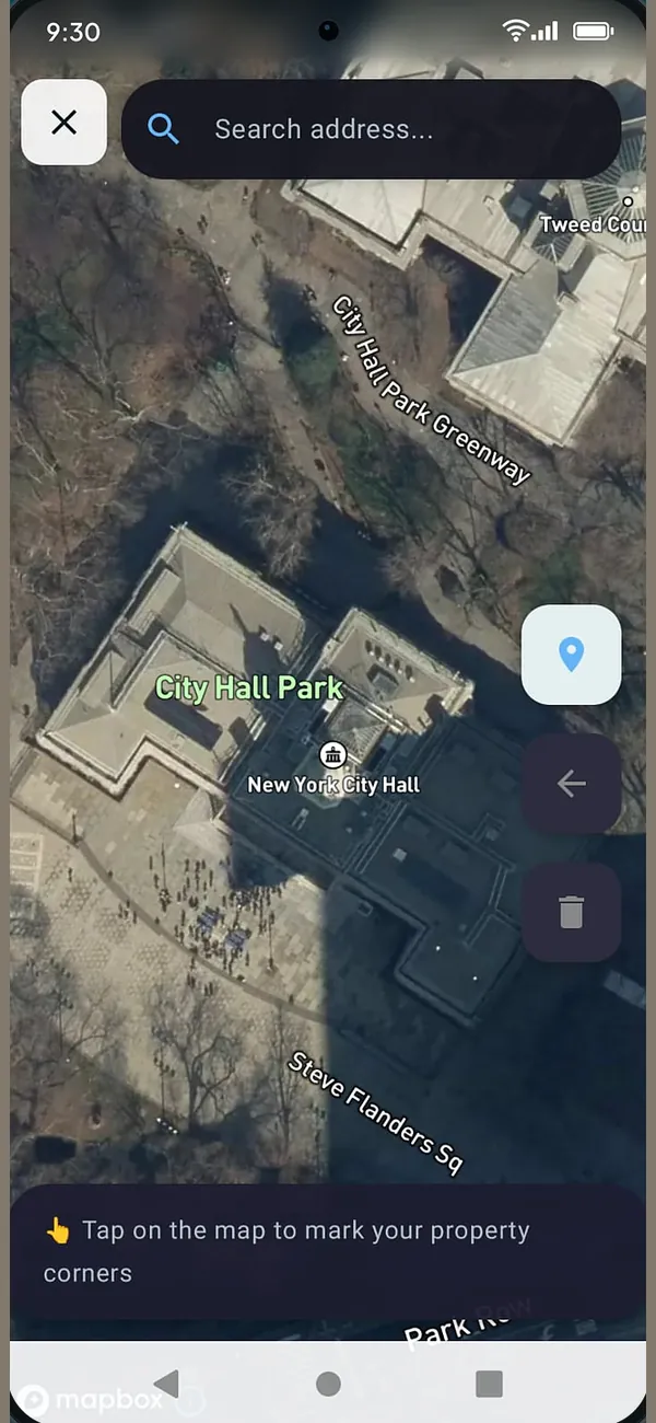 SnowGrid customer marking a property on a satellite map to measure the area to clear