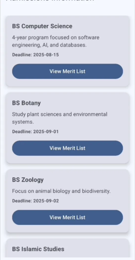 WUM Connect admissions information with programmes, deadlines and merit lists